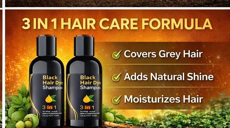 Unisex Instant Black Herbal Hair Dye Shampoo for Grey Hair Coverage Shampoo 3 in 1(100ml) Pack Of 2