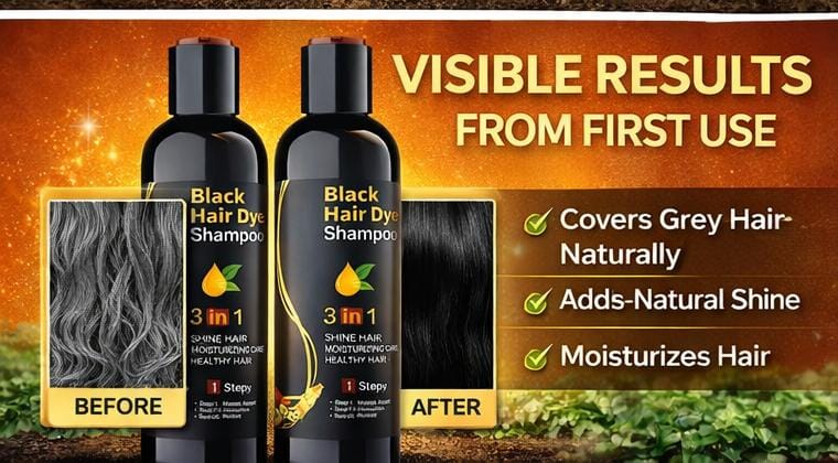 Unisex Instant Black Herbal Hair Dye Shampoo for Grey Hair Coverage Shampoo 3 in 1(100ml) Pack Of 2