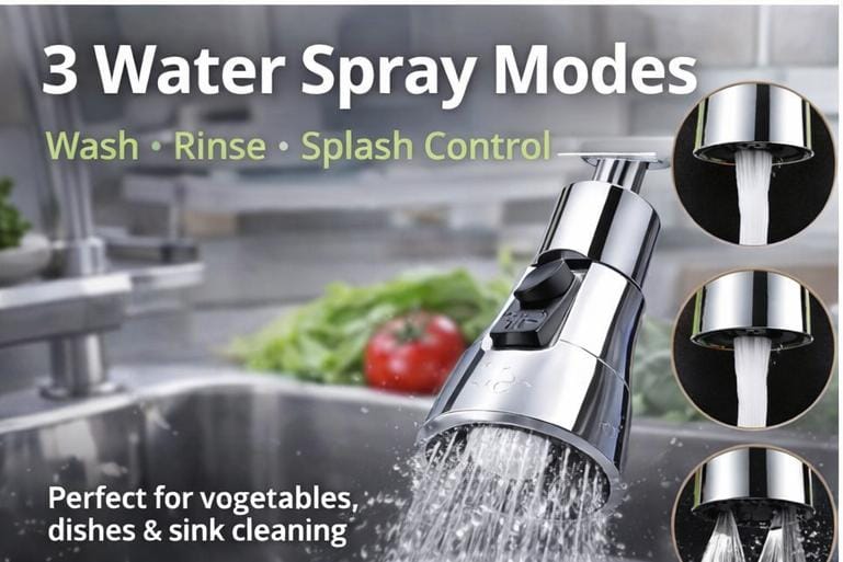 🚿 360° Rotating Stainless Steel Tap Nozzle – Water-Saving Kitchen Upgrade