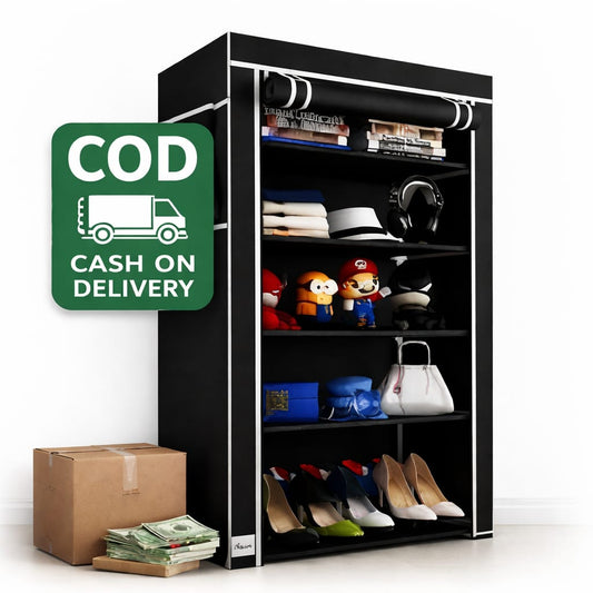 6 Rack Collapsible Wardrobe Cabinet and Shoe Rack
